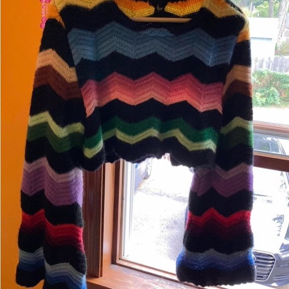 100% WOOL thick and made from a vintage chevron patter afghan blanket - Picture 8 of 8